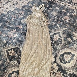 CBR Gold Sequin Halter Gown